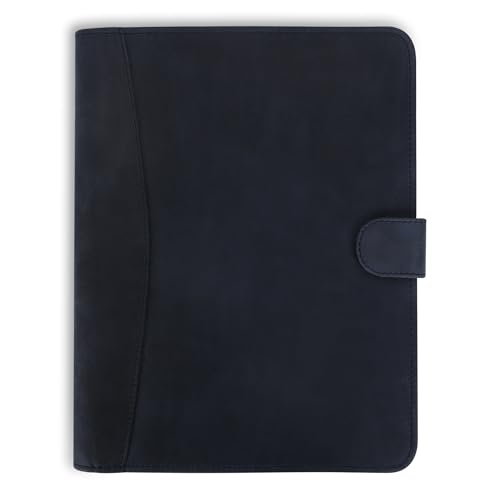 CestAntiQ Full Grain Leather Legal Pad Portfolio Organizer for Work - Blue