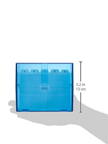 Wedo 2506303 Card Boxes (DIN A6 Transverse for About 200 Cards, Plastic Translucent Blue, Including 100 Index Cards and tabs, 15.9 x 8.3 x 13.7 cm) White