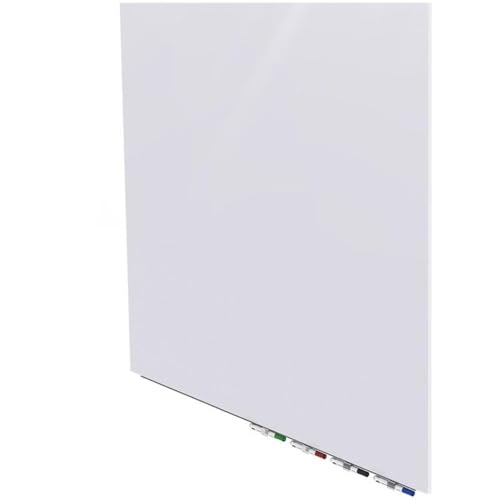 Aria 4'H x 4'W Magnetic Low Profile 1/4" Glass Whiteboard - White - 4 Rare Earth Magnets, 4 Markers and Eraser