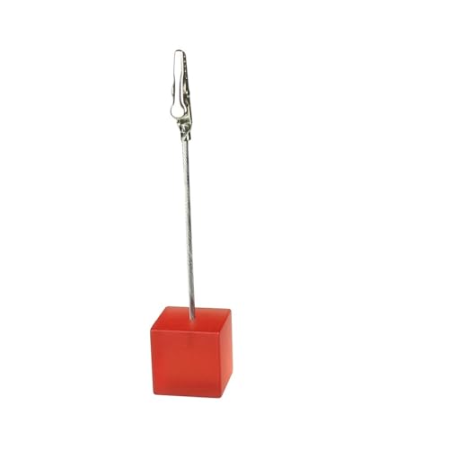 Memo Clip Holder 50 PCS Cube Stand Photo Holders,Resin Base Memo Note Clips,Table Wedding Place Card Clamp(Red)