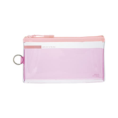 Lihit Lab SOERU A8100-12 Transparent Clear Pen Case, Approx. 20 Pen, Peach Pink