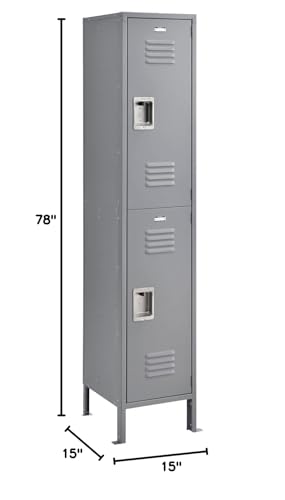 Global Industrial Infinity 2-Tier 2 Door Locker, 15" W x 15" D x 78" H, Gray, Unassembled