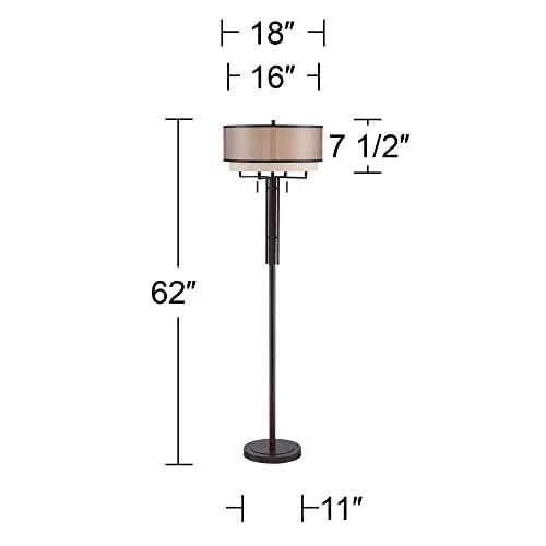Alamo 62" Tall Bronze Double Shade Floor Lamp Living Room