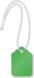 Merchandise Tags, Dark Green #8 (2-7/8" x 1-3/4"), Hole-with String - Box of 1,000 Tags