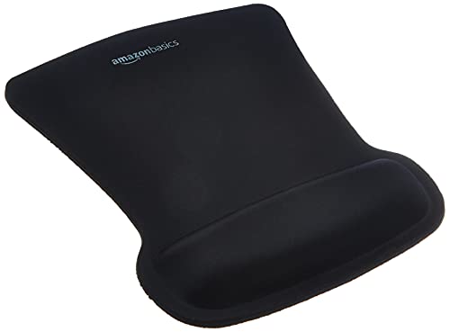 Amazon Basics Ergonomic Mouse Pad with Wrist Support for Pain Relief, Gel-Filled Cushion, Non-Slip Rubber Grip Base, 10.1 x 8.1 Inches, Black, 20-Pack