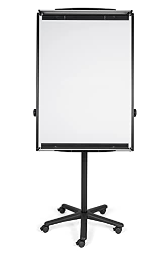 Bi-Office Design Mobile Magnetic Flipchart Easel - 700 x 1000 mm (Euro Size), Lacquered Steel Surface, Aluminium and Black Plastic Frame