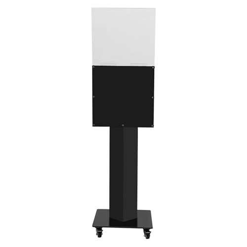 SHOUMANUAL Suggestion Box with Stand, 14" X 14" Acrylic Offering Box with Lock & Key, Wheels, Locking Ballot Collection Safe Boxes with Sign Holder for Voting Contest Charity Donation (Black)