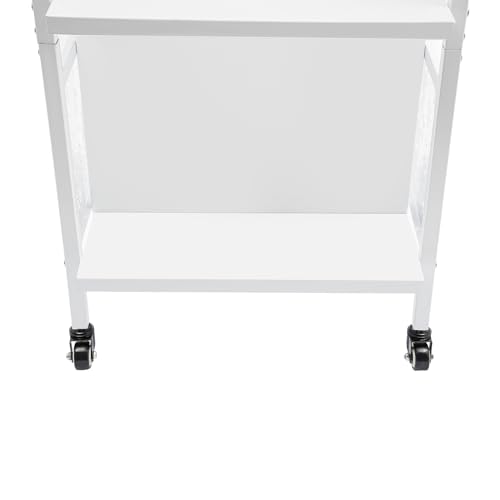 HAPPCUCOE Library Book Cart,2-Tiers Rolling Book Cart with Wheels,Library Cart Book Cart for Libraries, Office, Classrooms, Conference Room,White