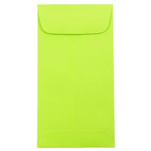 JAM PAPER #7 Coin Business Colored Envelopes - 3 1/2 x 6 1/2 - Ultra Lime Green - Bulk 500/Box