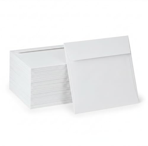 Limited Papers(TM) White Square Envelopes, Gummed Square Flap – Multiple Sizes, Premium 28lb/70lb 105gsm Text Paper. (500, 5"x5")
