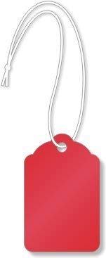 Merchandise Tags, Red #9 (3-1/4" x 2"), Hole-with String - Box of 1,000 Tags