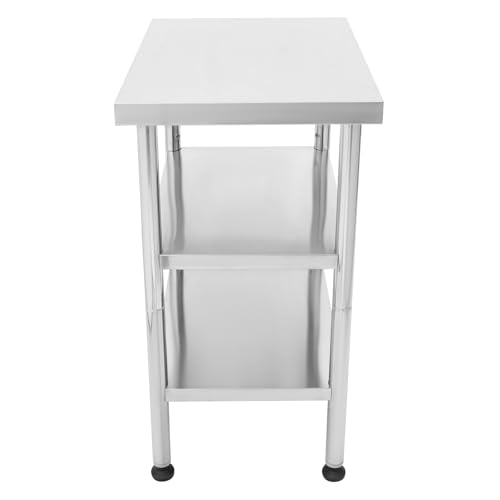 DUSNDULR Stainless Steel Work Table with Wheels & Adjustable Height Levels