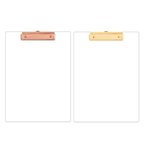 Clipboards Bulk 2Pcs A4 Acrylic Clipboard Transparent File Holder Low Profile Clip Holds 30 Sheets Office Supplies for Professionals(RGD)