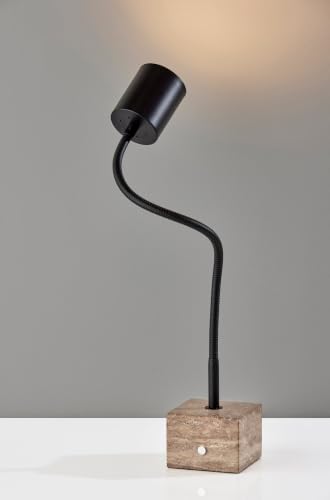 Adesso Black LED Desk Lamp with Stone Base