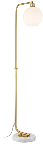 Casaba Adjustable Height Marble Base Chairside Arc 64" Tall Floor Lamp