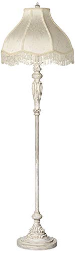 Regency Hill 60" Tall Scallop Shade Antique White Traditional Floor Lamp