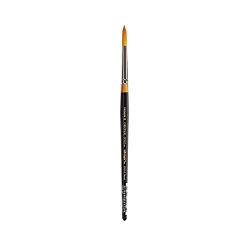 KINGART Premium Original Gold 9000 Series 8 pc. Round Brush Set, Synthetic Golden Taklon Hair for Acrylic, Watercolor & Oil, Short Handle, 8 Sizes: 1, 2, 4, 6, 8, 10, 12, 14