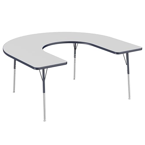 FDP 60" x 66" Horseshoe Table with Swivel Glide Legs - Gray/Navy