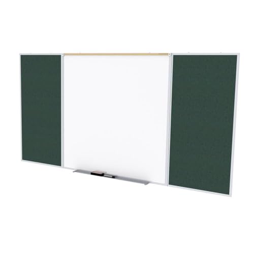 Ghent Style D 4 x 10 Feet Combination Board, Porcelain Magnetic Whiteboard and Vinyl Fabric Bulletin Board, Ebony , Made in the USA