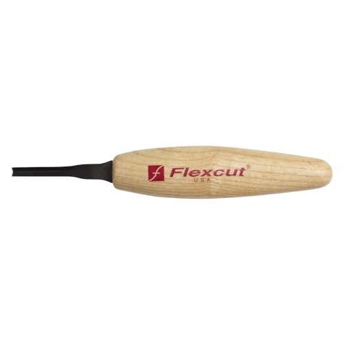 Flexcut Wood Carving Tools | Micro Parting Tool | 90 Degree 4mm | Razor Sharp 1095 High Carbon Steel Blade for Miniature & Fine Detail Work | Ergonomic Ash Hardwood Handle | MT42 | Made in the U.S.A.