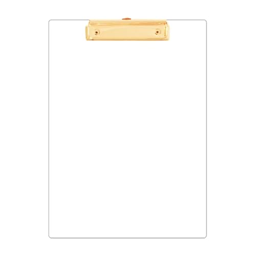 Clipboards Bulk 2Pcs A4 Acrylic Clipboard Transparent File Holder Low Profile Clip Holds 30 Sheets Office Supplies for Professionals(Gold)