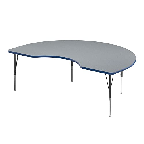 Correll 48" x 72" Kidney HPL Classroom Activity Table, Gray Granite/Blue