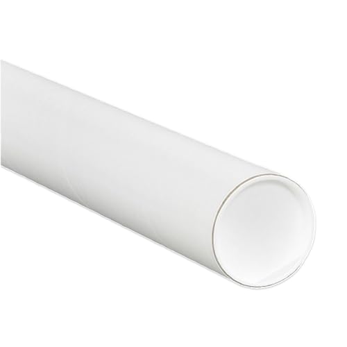BOX USA Cardboard Tubes with Caps, 18"L x 3"W x 3"H, Pack of 24 | Poster Tube for Mailing and Storage of Blueprints, Artwork, Crafts, Long Art Holder, 18 inches