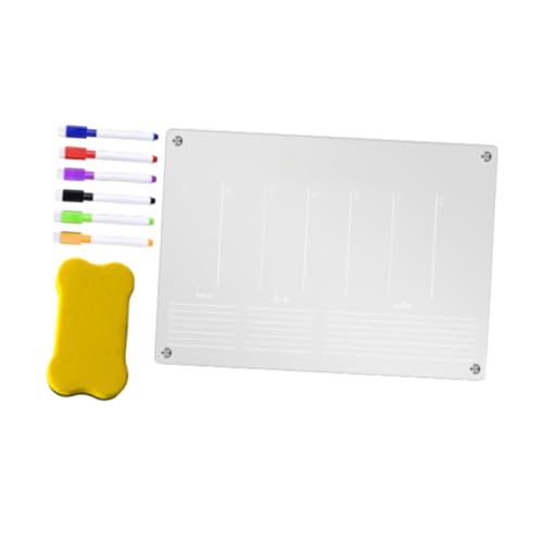 LOUYENOUS Acrylic Fridge Note Board Weekly Planning Message Board to Do List Easy to Install with 6 Color Markers Clear, Erasable Board