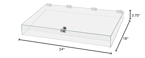 Acrylic Locking Display Case with Keys 24" x 18" x 3.75" Clear Rectangular Countertop Tray with Lid for Artifacts Antiques Collectibles Jewelry Currency and Coins by Marketing Holders