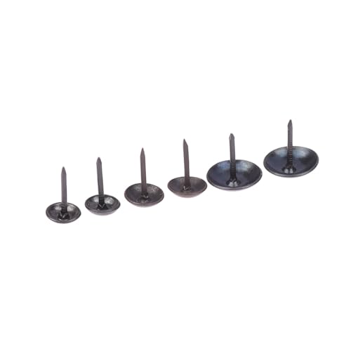 CLENEA 100PCS Black Round Head Metal Pushpins Upholstery Nails Vintage Tacks Stud Decor(0.7 * 1.3cm)