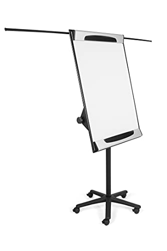 Bi-Office Design Mobile Magnetic Flipchart Easel - 700 x 1000 mm (Euro Size), Lacquered Steel Surface, Aluminium and Black Plastic Frame