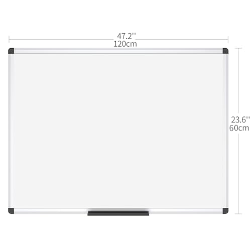 VIZ-PRO Magnetic Dry Erase Board, 48 X 24 Inches, Silver Aluminium Frame