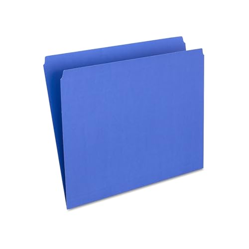 Staples Single-Tab File Folders, Letter Size, Blue, 100/Box