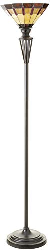 Kenroy Home Harmond 1 Light Art Glass Torchiere with Bronze Finish, Classic Style, 71.5" Height, 14.5" Width, 14.5" Depth