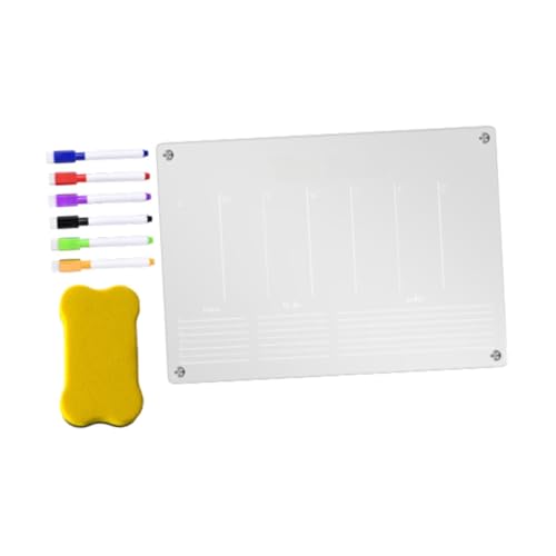 LOUYENOUS Acrylic Fridge Note Board Weekly Planning Message Board to Do List Easy to Install with 6 Color Markers Clear, Erasable Board