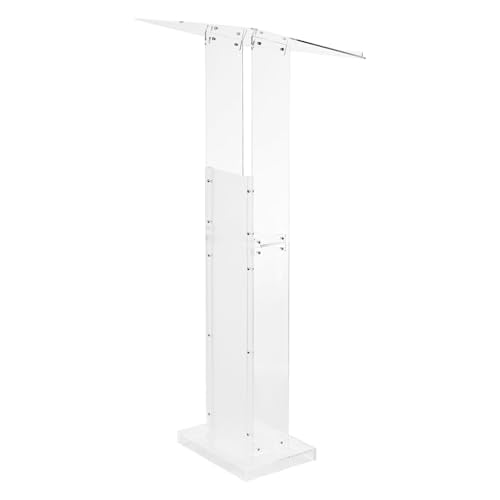 VEVOR Acrylic Podium, 47" Acrylic Podium Stand with Wide Reading Surface & Storage Shelf, Floor-Standing Clear Pulpits Acrylic for Church Office School, Black
