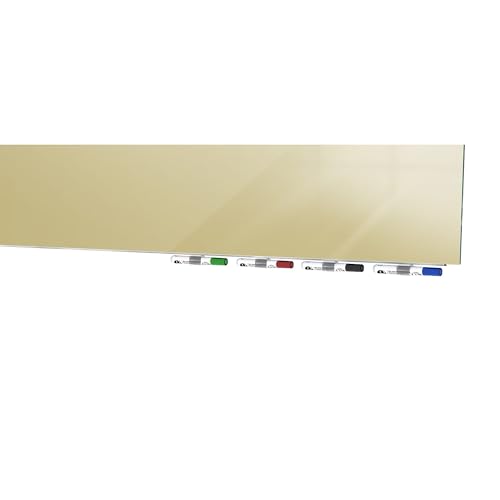 Aria 4'H x 4'W Low Profile 1/4" Glass Whiteboard - Beige - 4 Markers and Eraser