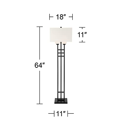 Ventano 64" Tall 2-Light Matte Black Floor Lamp Living Room
