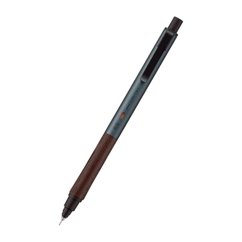 Uni Kuru Toga Wood, 0.5mm Mechanical Pencil, Auto Lead Rotation, Wooden Grip and Metal Body, Steel Grey (M5KW1P.23)