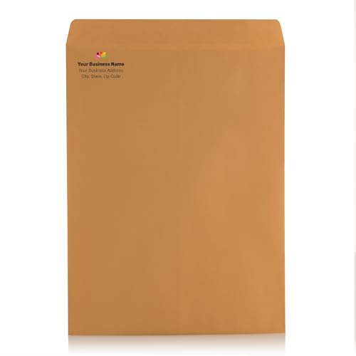 Aimoh 600 10 x 13 Custom Printed Self Seal Catalog Envelopes - Personalized with Logo and Address/Return Address Imprinted- 28lb - Kraft, Ultra Strong Quick-Seal, 10x13 inch, 600 Count (7-39300-600)