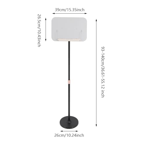 Lectern Podium Stand, Portable Floor Lectern Podium Stand, Adjustable Height Stand for Laptop, Book or Sheet Music (Black)