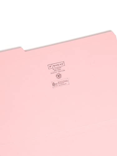 Smead File Folder, Reinforced 1/3-Cut Tab, Legal Size, Pink, 100 per Box (17634)
