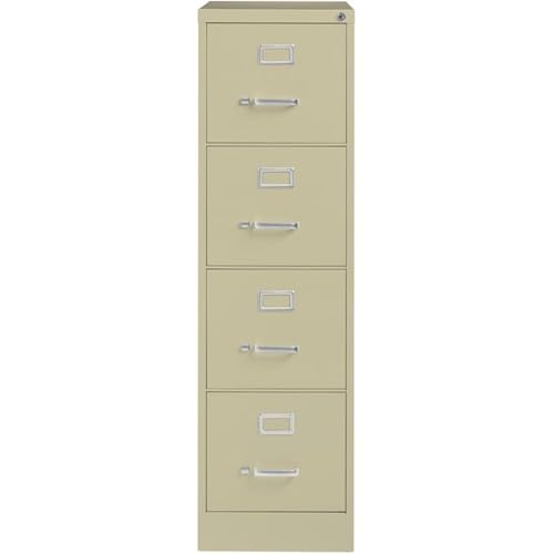 Scranton & Co 22" 4-Drawer Metal Letter Width Vertical Filing Cabinet in Beige, Lockable, Sturdy Steel Construction, Office or Home Use, Durable Letter Size File Storage