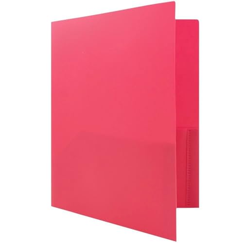 JAM PAPER Plastic 2 Pocket POP Folders - Durable School Folders with Metal Prongs Fastener Clasps - Fuchsia Hot Pink - Bulk 96/Box