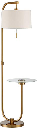 Possini Euro Design Volta 66" Tall Antique Brass USB Tray Table Floor Lamp