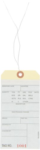 Aviditi Inventory Tags with Printed Carbon Top Sheet #8 6 1/4" x 3 1/8", Wired, Consecutively Numbered Series (1000-1499), White/Manila, for Inventory Management, Case of 500 G17033