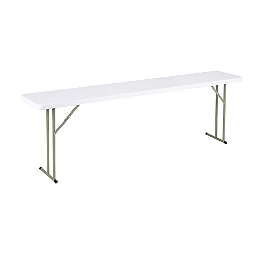 Norwood Commercial Furniture 8' Indoor/Outdoor Folding Training Table, Rectangular Blow-Molded Plastic Folding Training and Event Table, White