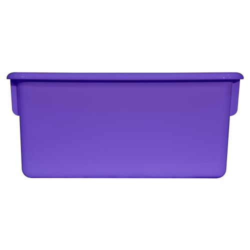 Wood Designs Cubby Storage Bin, Heavy Duty Plastic Containers for Kids Purple Cubby Tray Set of 10