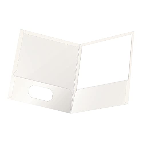 Oxford Executive-Style Laminated Portfolios, 8-1/2"x11", White, 25/Box ESS51704