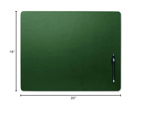 DACASSO Leather Desk Pad Without Side Rails - Luxury Leather Desk Blotter for Writing - Executive Desk Surface Protector - (Dark Green, 20" x 16")